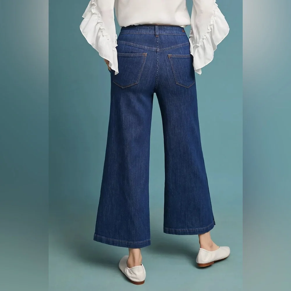 Pilcro Anthropologie Women's High Rise Cropped Wide Leg‎ Jeans- Size 28